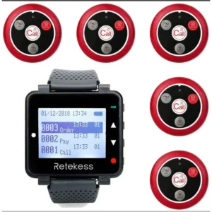 Retekess Système d'appels, 5 Boutons T117, 1 Montre Récepteur T128