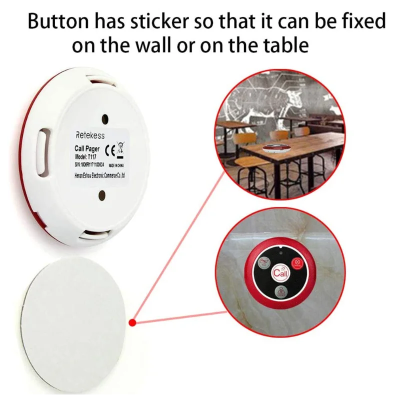 Retekess Système d'appels, 5 Boutons T117, 1 Montre Récepteur T128 – Image 4