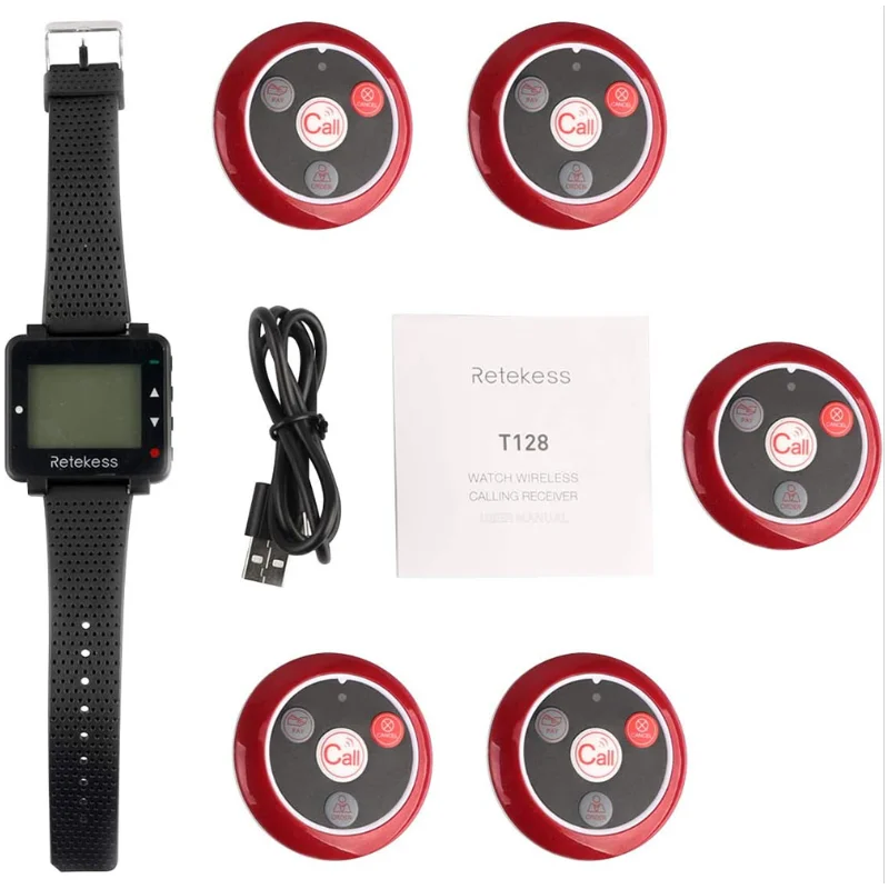 Retekess Système d'appels, 5 Boutons T117, 1 Montre Récepteur T128 – Image 3